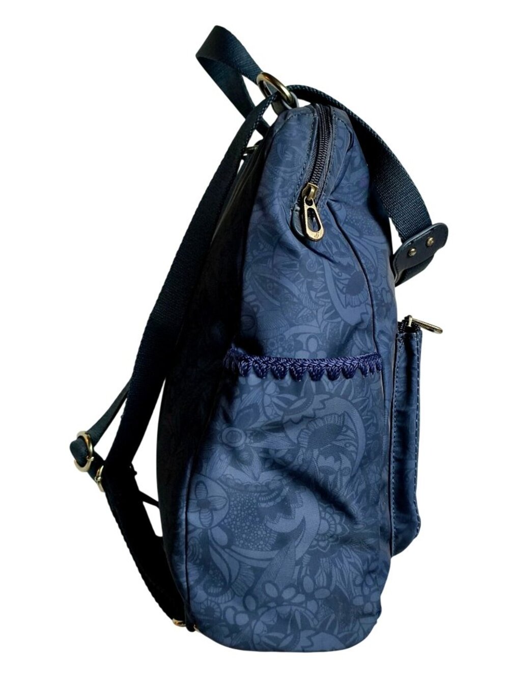 Sakroots Loyloa Convertible Backpack Navy Floral Computer Slv Tassel Keychain - Picture 8 of 14